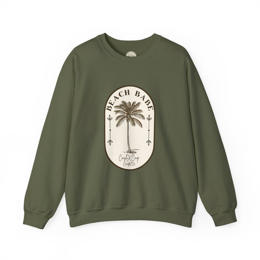 Mom's Beach Babe Palm Tree Crewneck Sweatshirt (Matching)