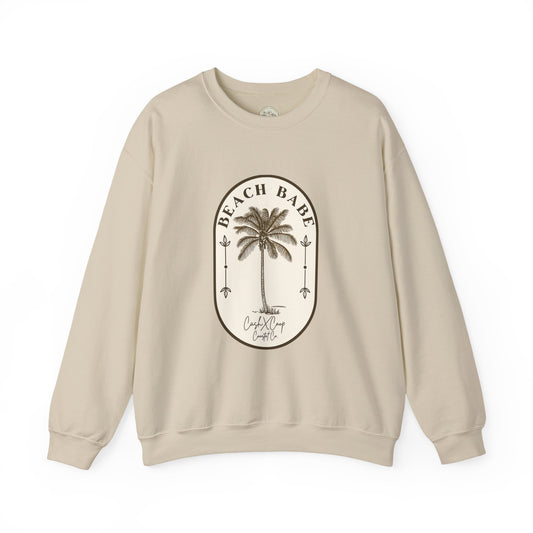 Beach Babe Palm Tree Crewneck Sweatshirt | Vintage Surf Vibes