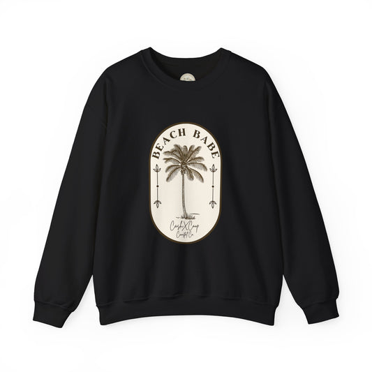 Beach Babe Palm Tree Crewneck Sweatshirt | Vintage Surf Vibes