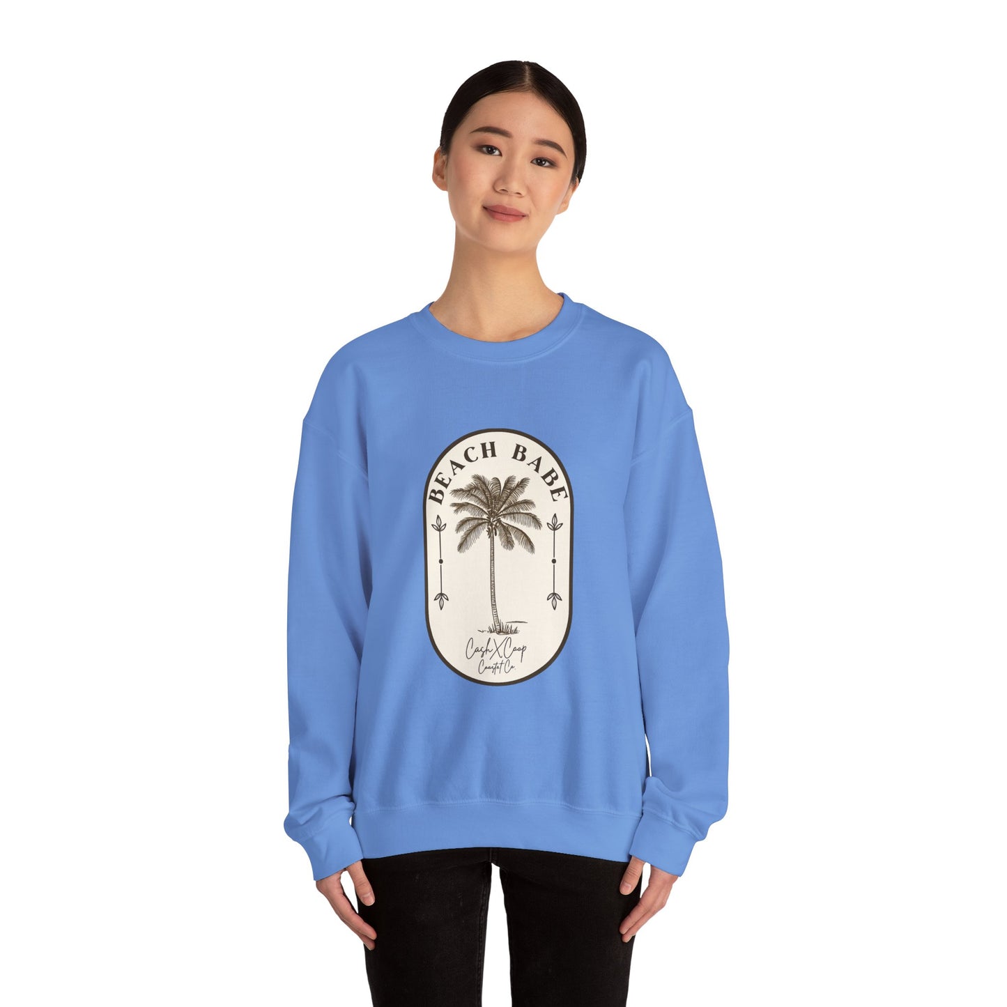 Beach Babe Palm Tree Crewneck Sweatshirt | Vintage Surf Vibes