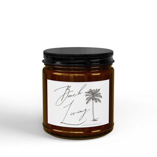 Beach Living Scented Soy Candle — Amber Jar with Black Lid (4oz & 9oz)