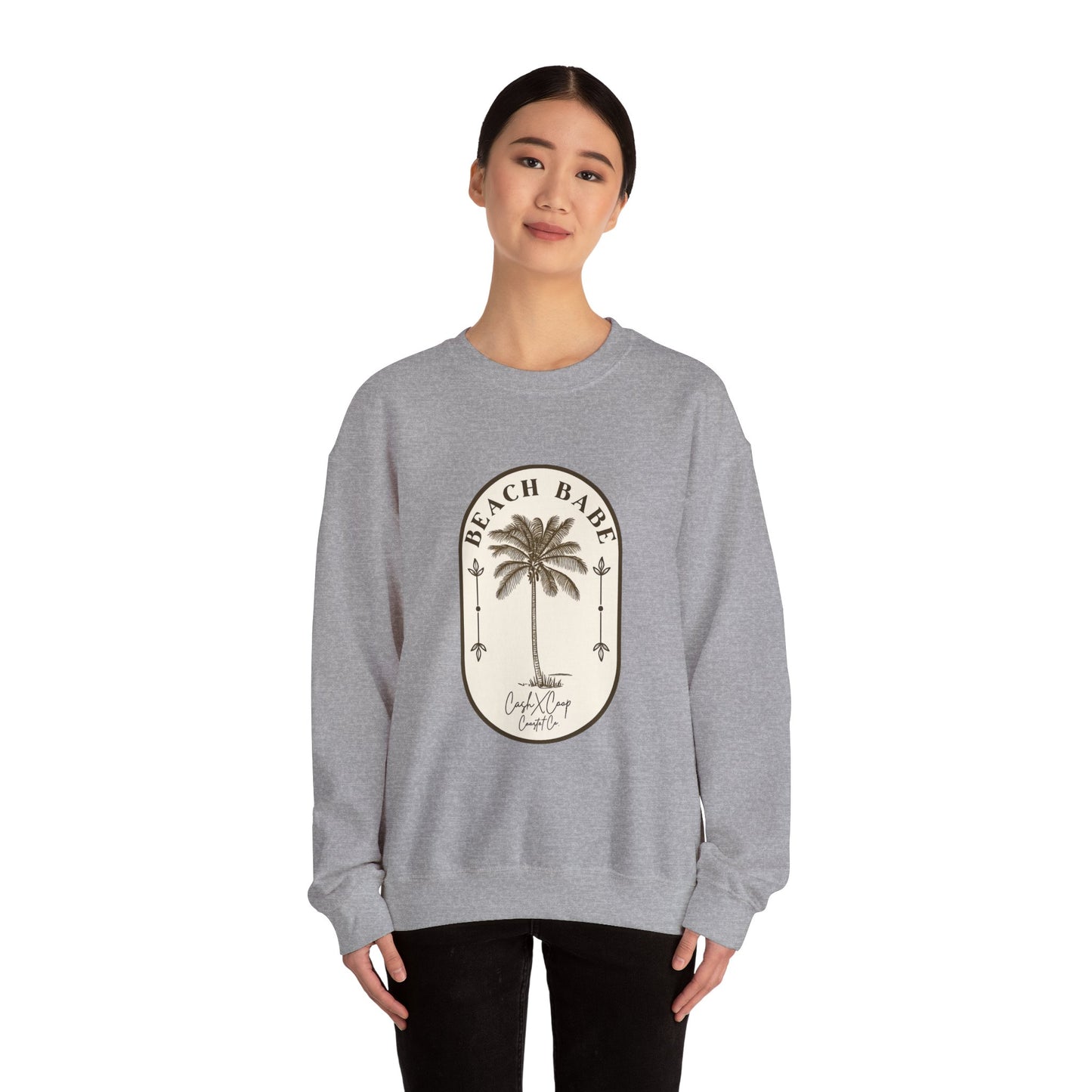 Beach Babe Palm Tree Crewneck Sweatshirt | Vintage Surf Vibes