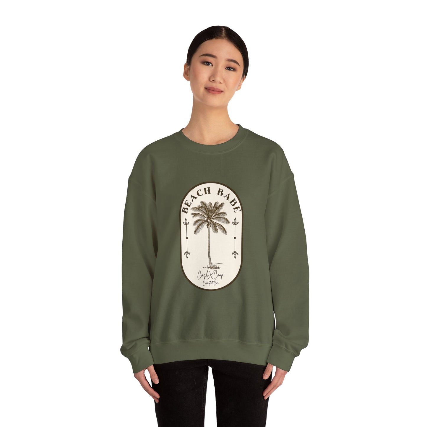 Beach Babe Palm Tree Crewneck Sweatshirt | Vintage Surf Vibes