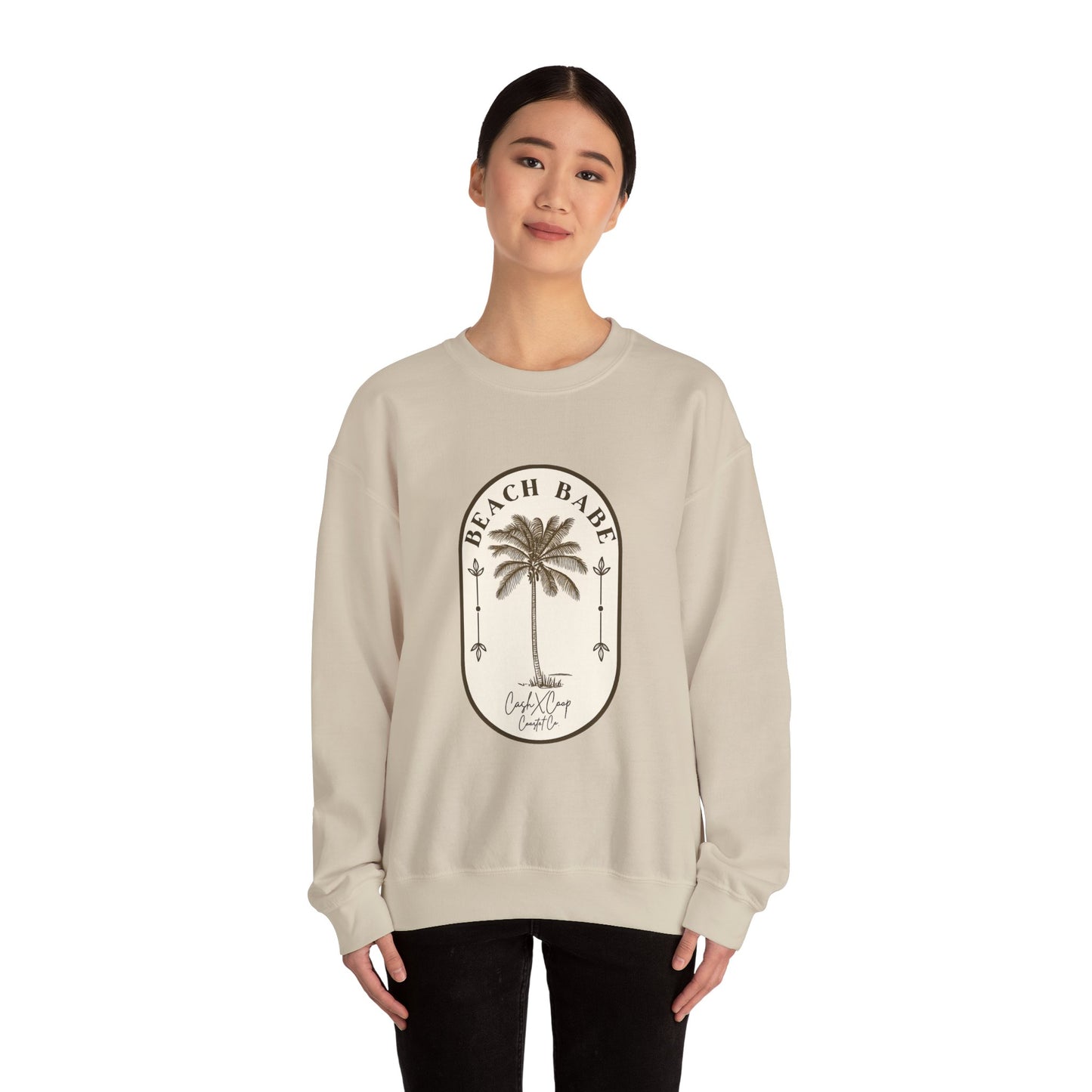Beach Babe Palm Tree Crewneck Sweatshirt | Vintage Surf Vibes