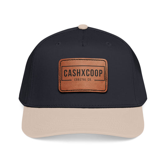 Leather Patch Baseball Cap — CashxCoop Logo Mid-Profile Hat