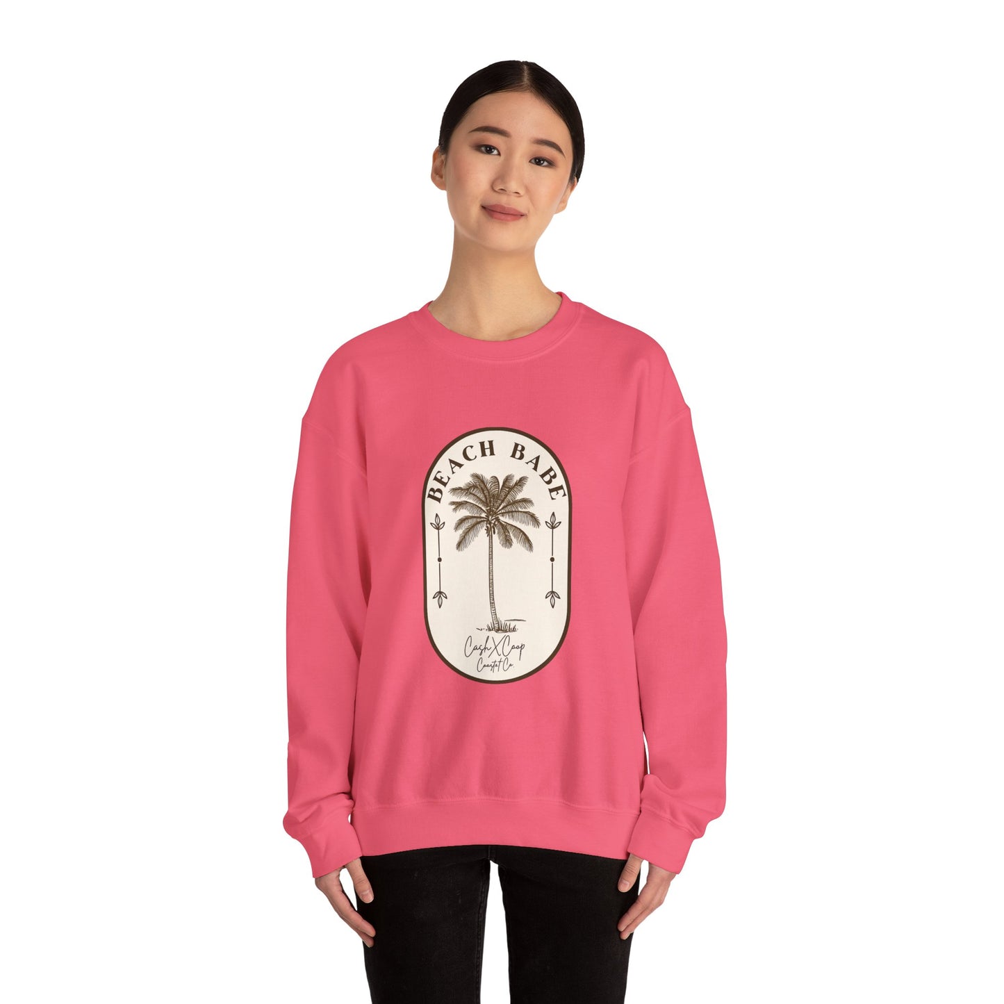 Beach Babe Palm Tree Crewneck Sweatshirt | Vintage Surf Vibes