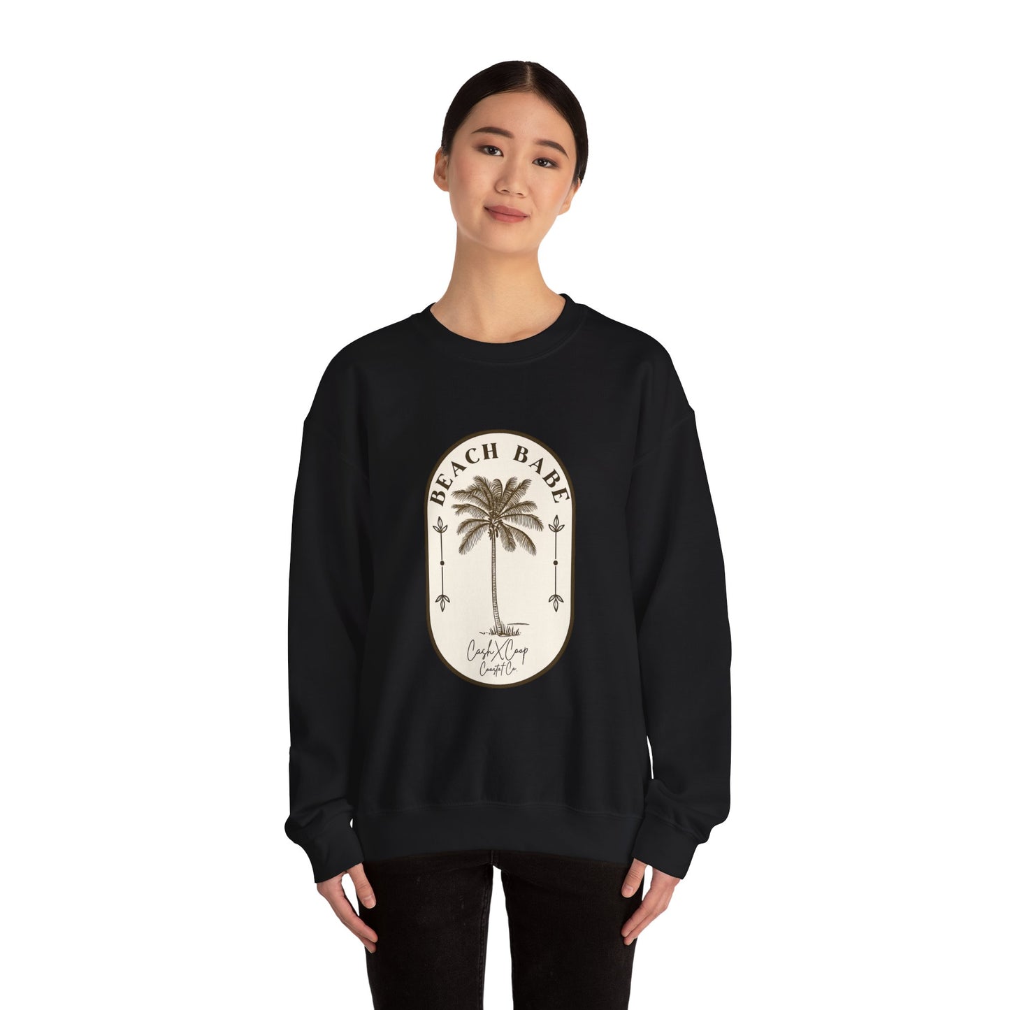 Beach Babe Palm Tree Crewneck Sweatshirt | Vintage Surf Vibes