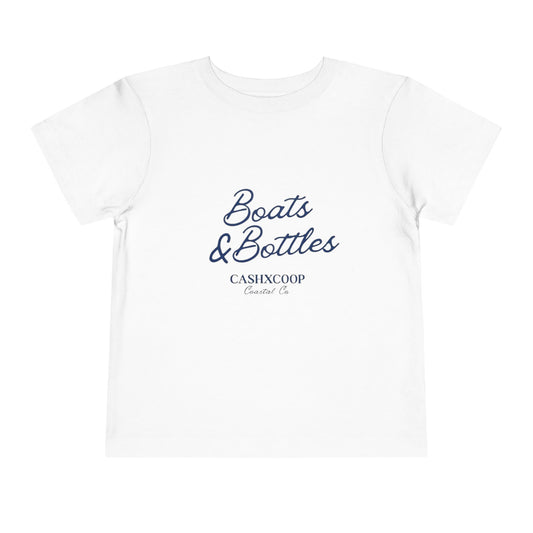 Boats & Bottles Toddler Tee | Nautical Script Kids Shirt