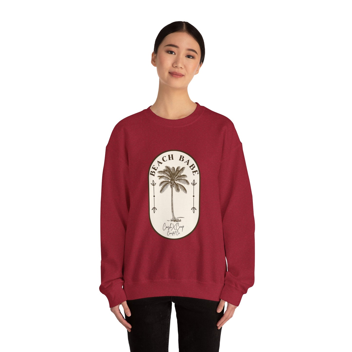 Beach Babe Palm Tree Crewneck Sweatshirt | Vintage Surf Vibes